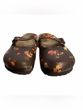 Birkenstock Brown Floral Clogs